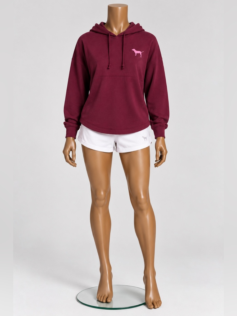 Victoria's Secret Maroon Hoodie with Pink Dog Logo